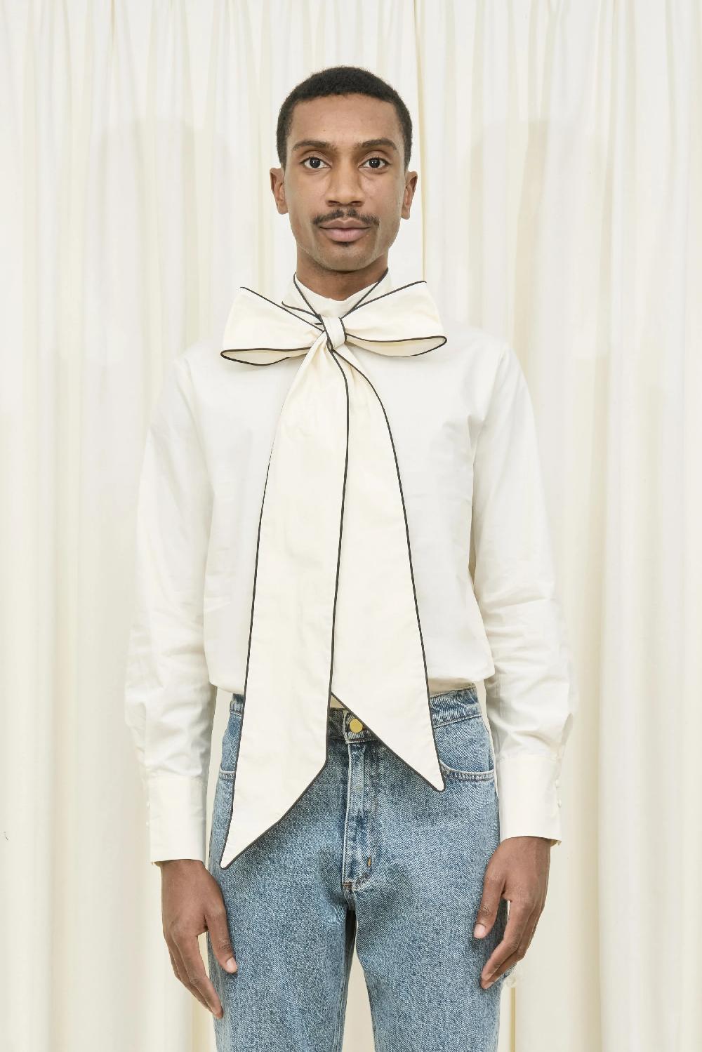 tanner fletcher Laurence Piped Pussybow Shirt