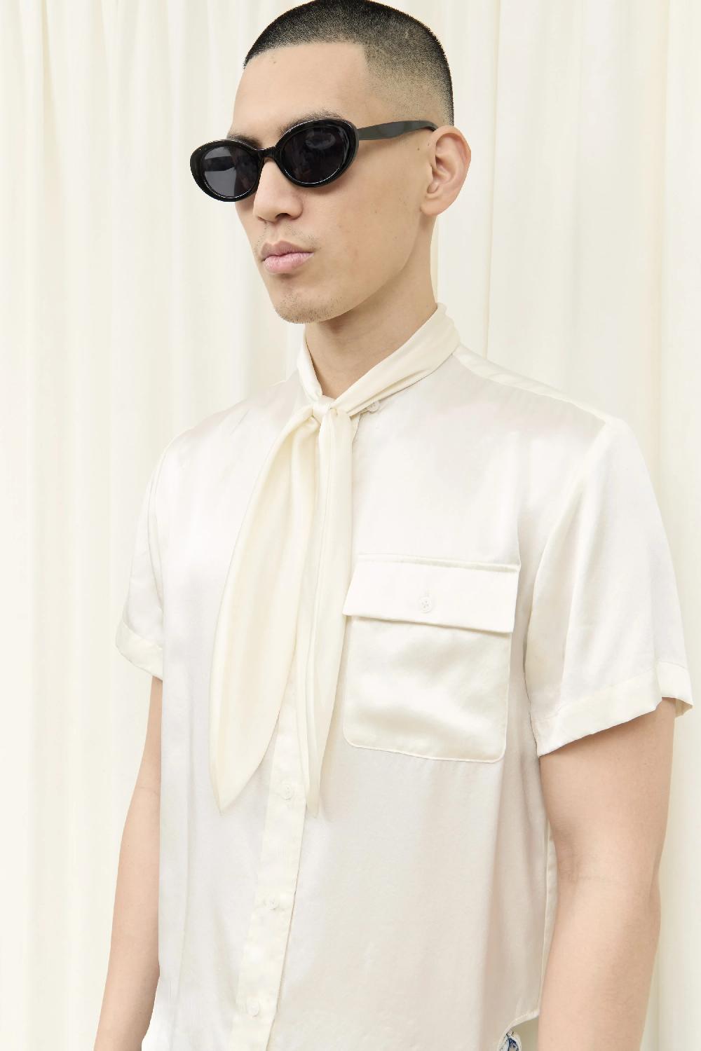 Tanner Fletcher Luther Silk Charmeuse Sailor Shirt