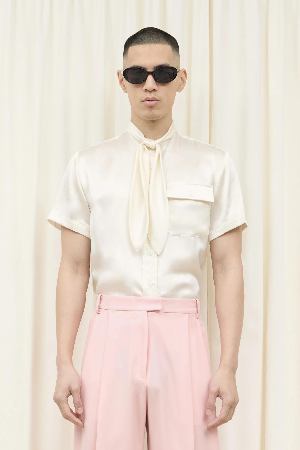 tanner fletcher Luther Silk Charmeuse Sailor Shirt