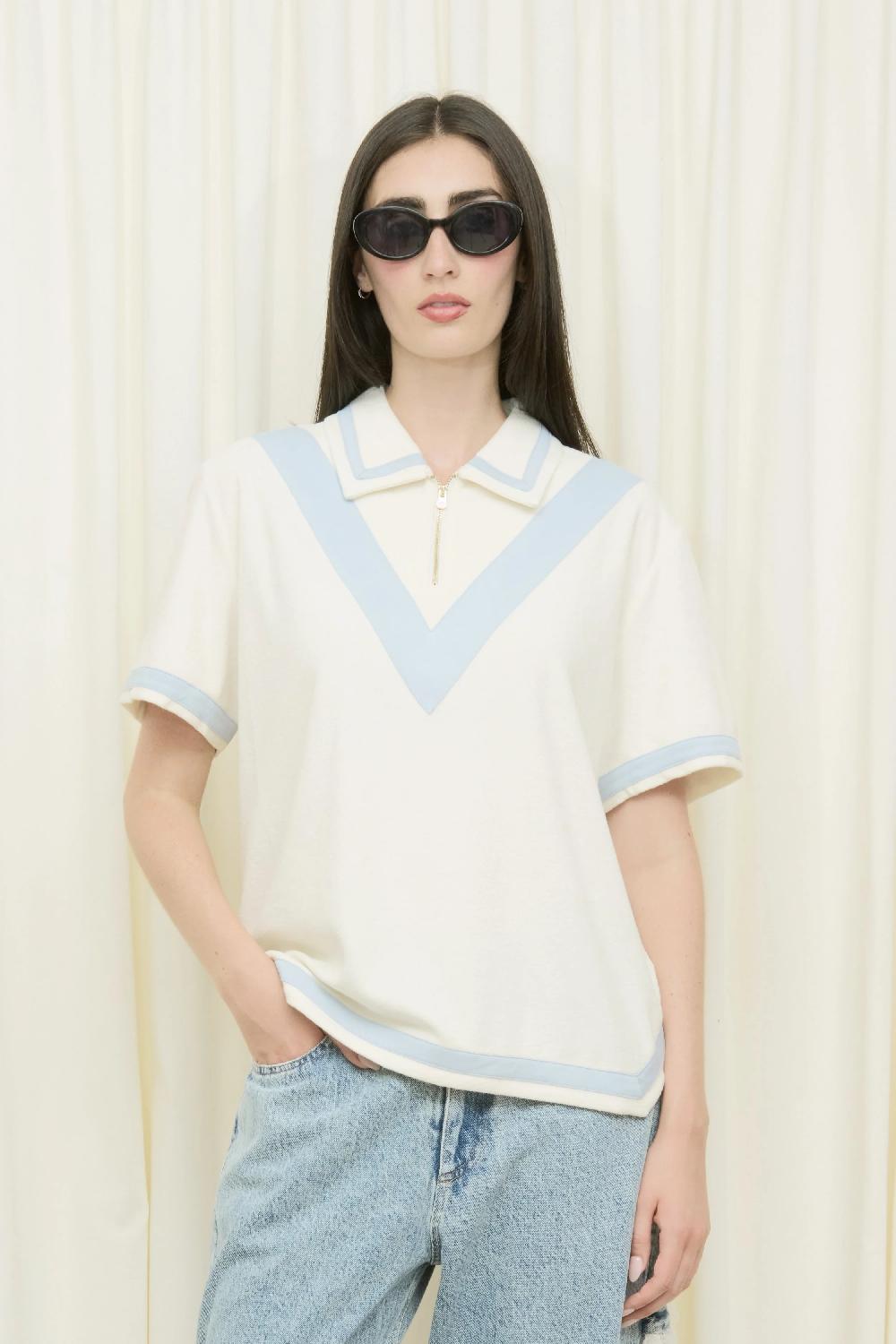 tanner fletcher Orson Velour Quarter Zip Polo