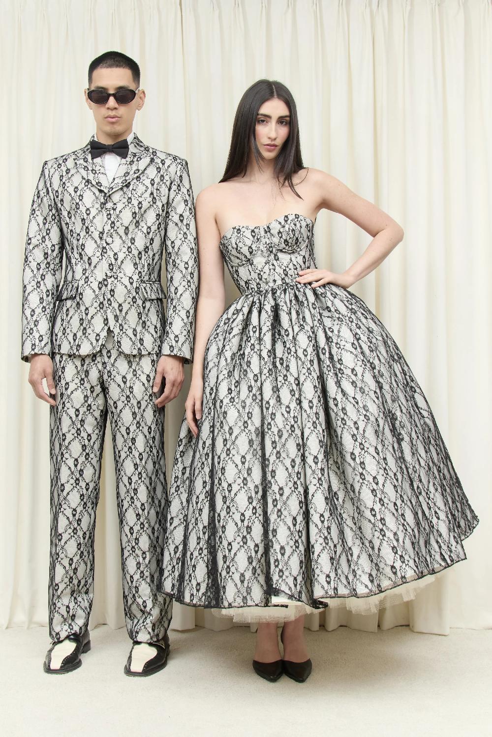 Tanner Fletcher Percy Lace Layered Ballgown