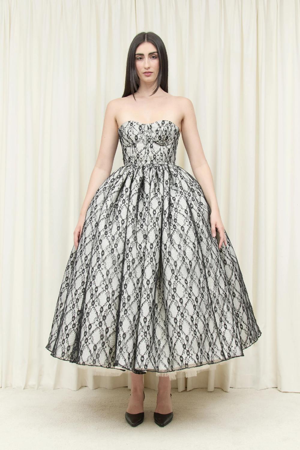 tanner fletcher Percy Lace Layered Ballgown