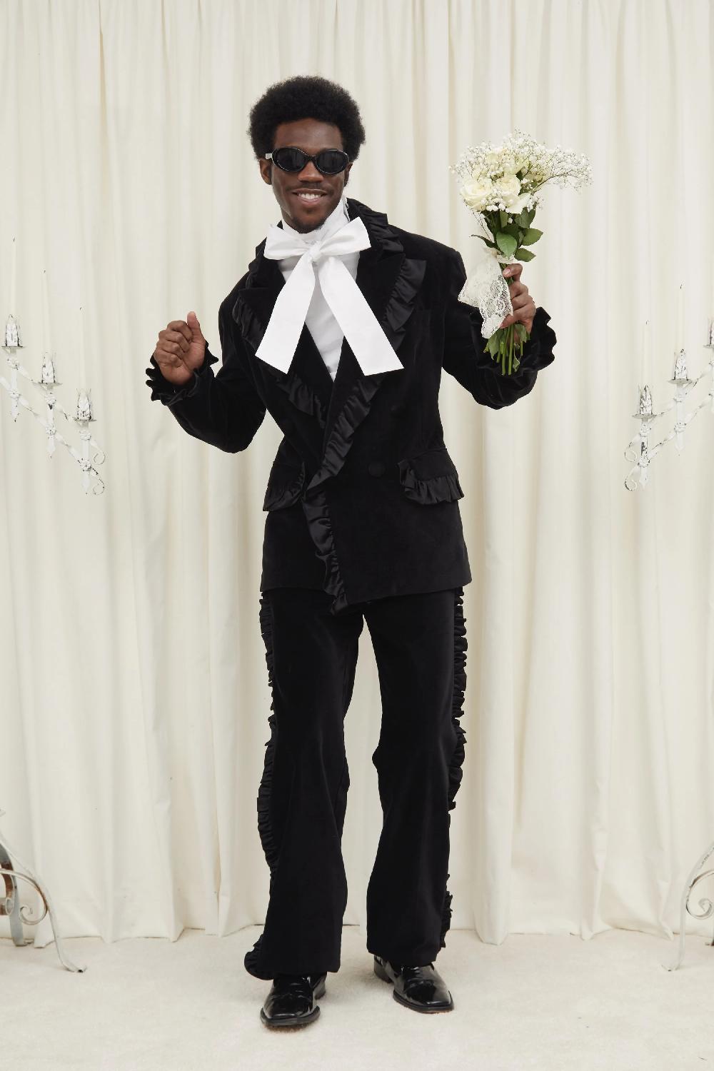 Tanner Fletcher Sadie Velvet Pant With Ruffle Trim