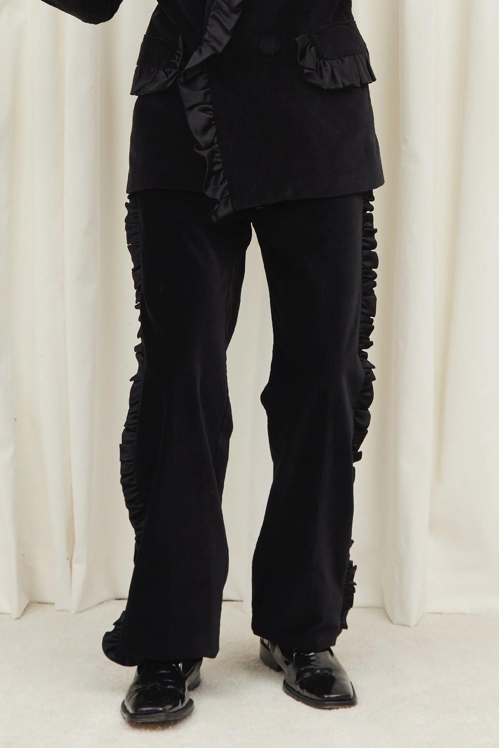 tanner fletcher Sadie Velvet Pant with Ruffle Trim
