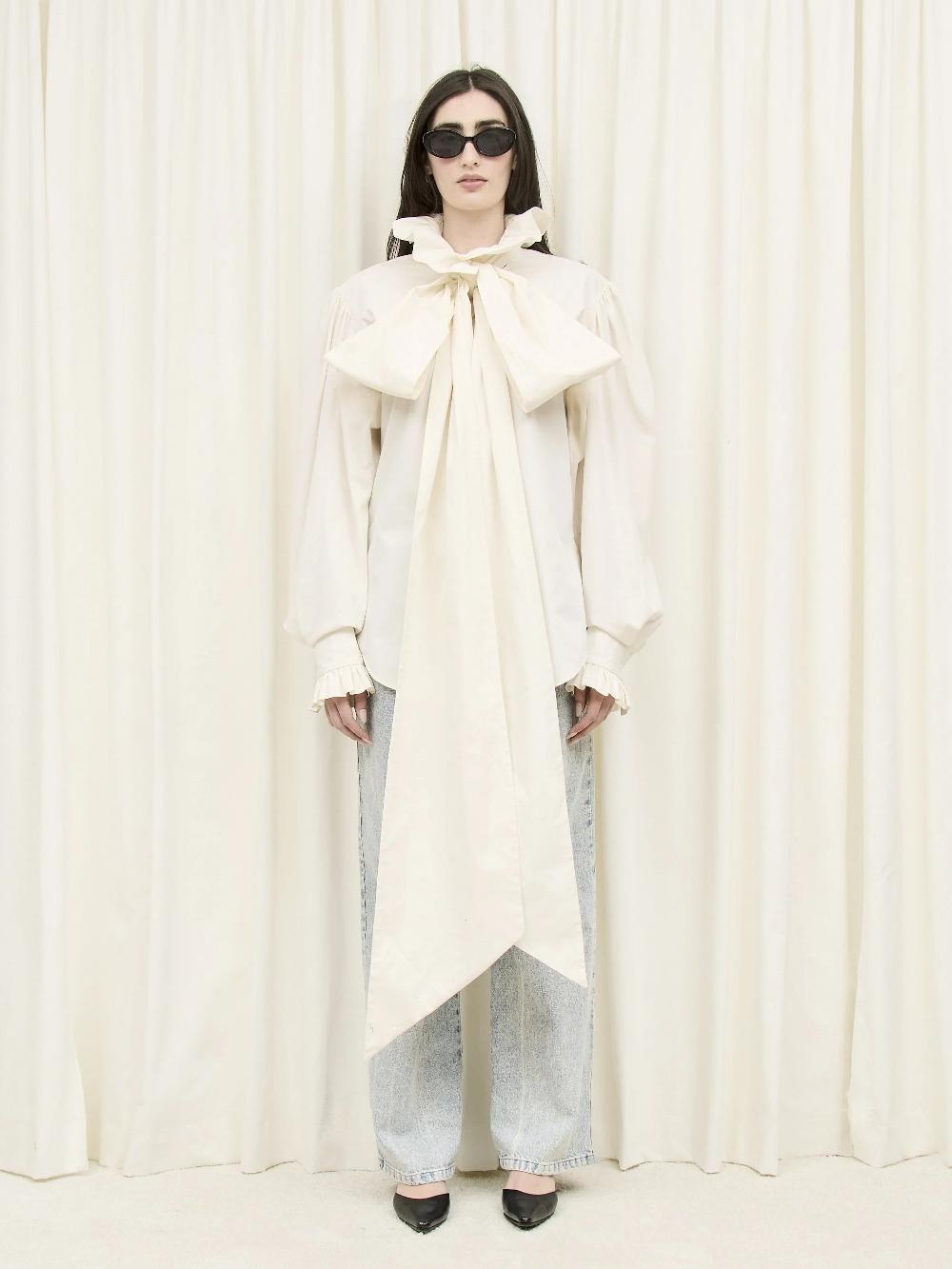 tanner fletcher Simone Oversized Pussybow Shirt