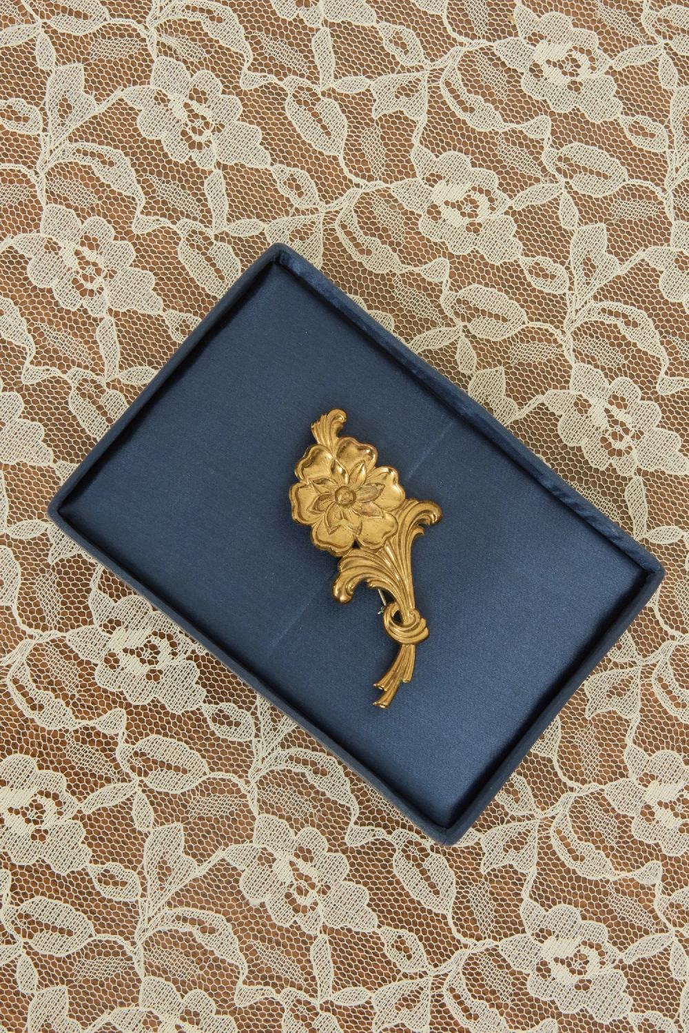 tanner fletcher Vintage Brass Floral Brooch