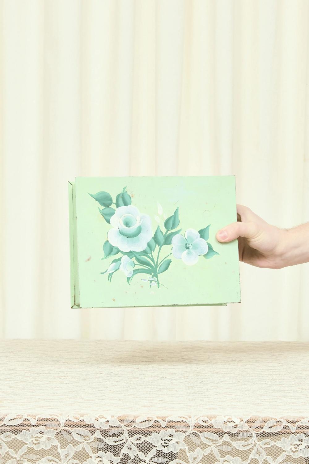 tanner fletcher Vintage Floral Painted Trinket Box