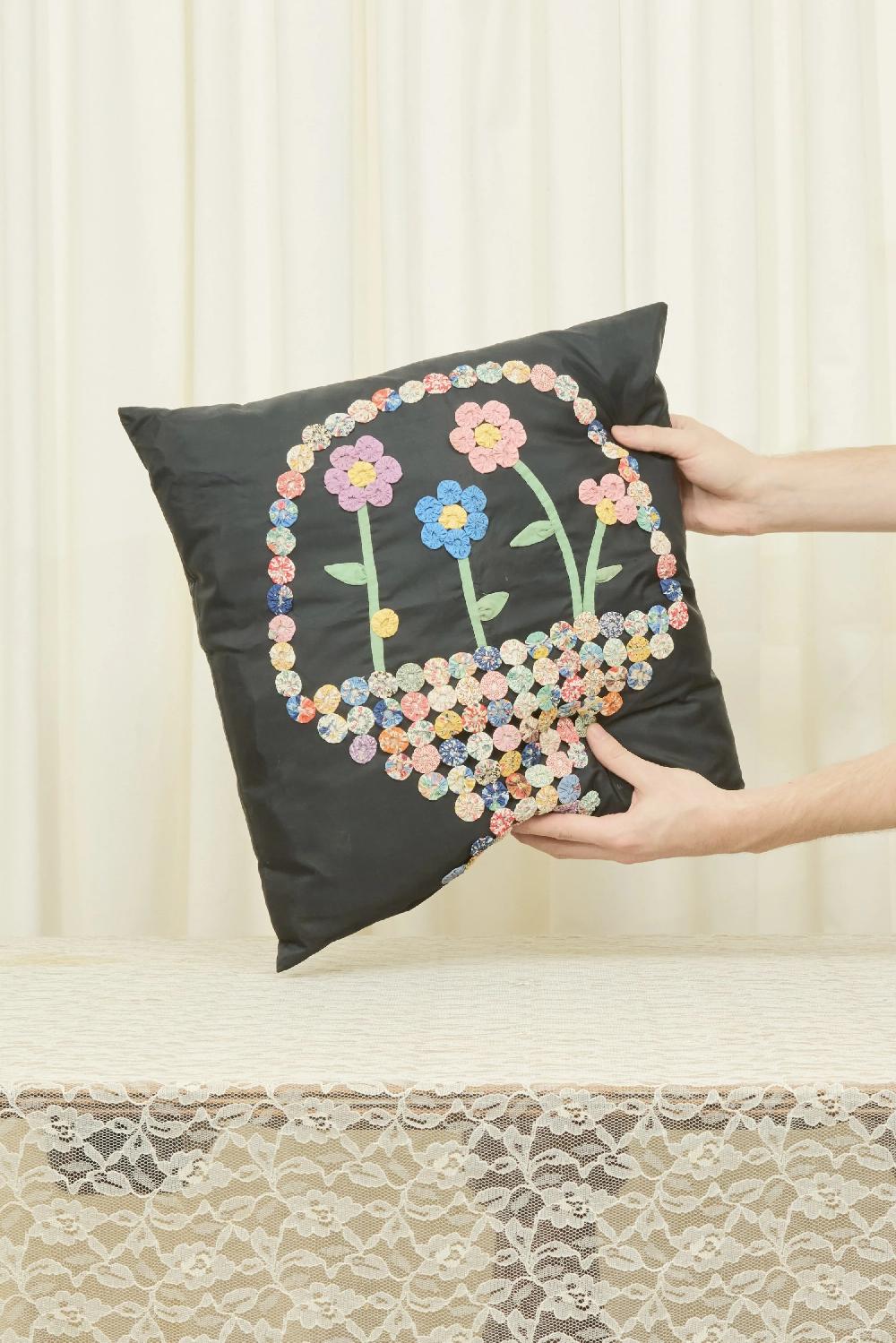 Tanner Fletcher Vintage Flower Embroidered Pillow