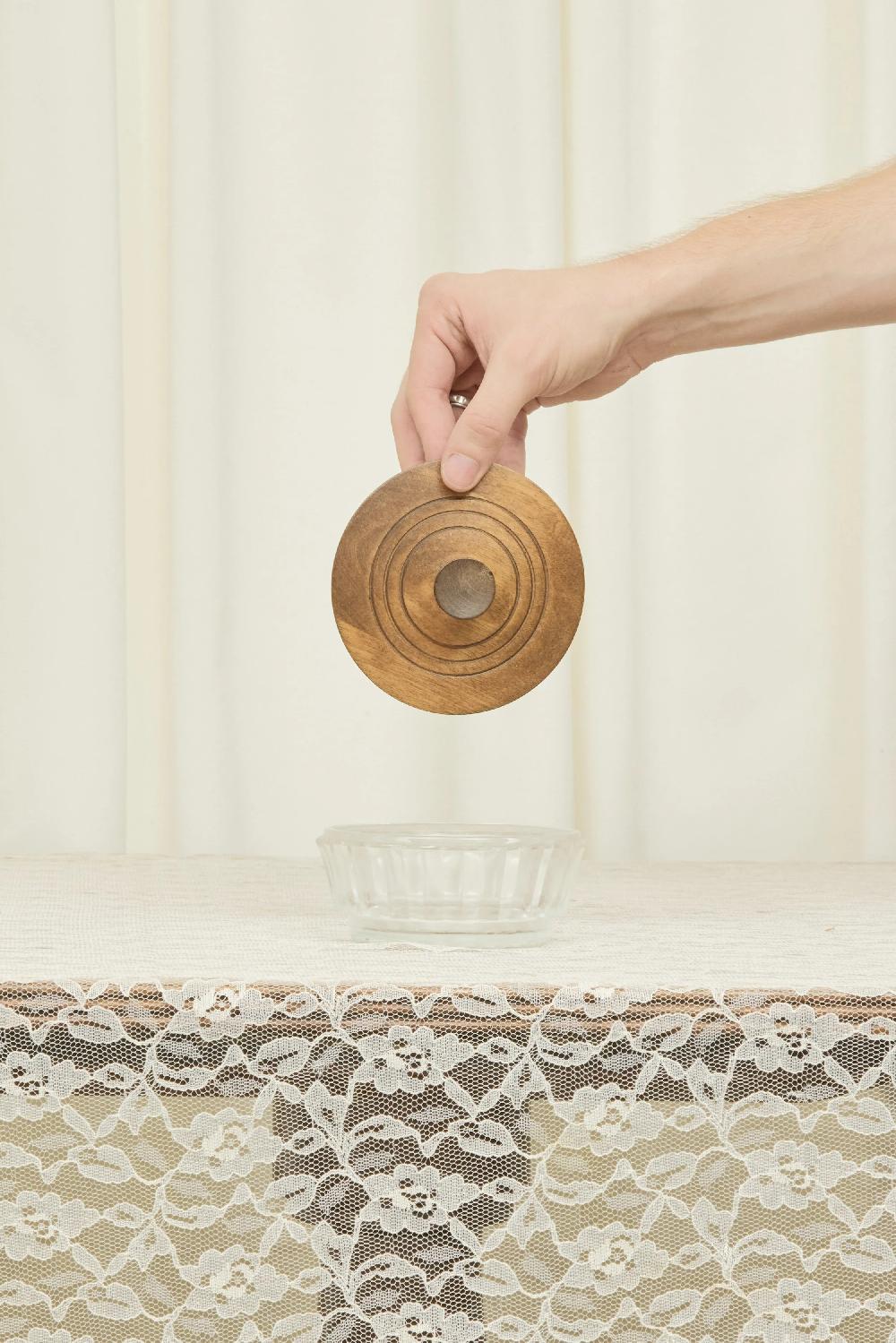 Tanner Fletcher Vintage Glass Dish With Wooden Lid