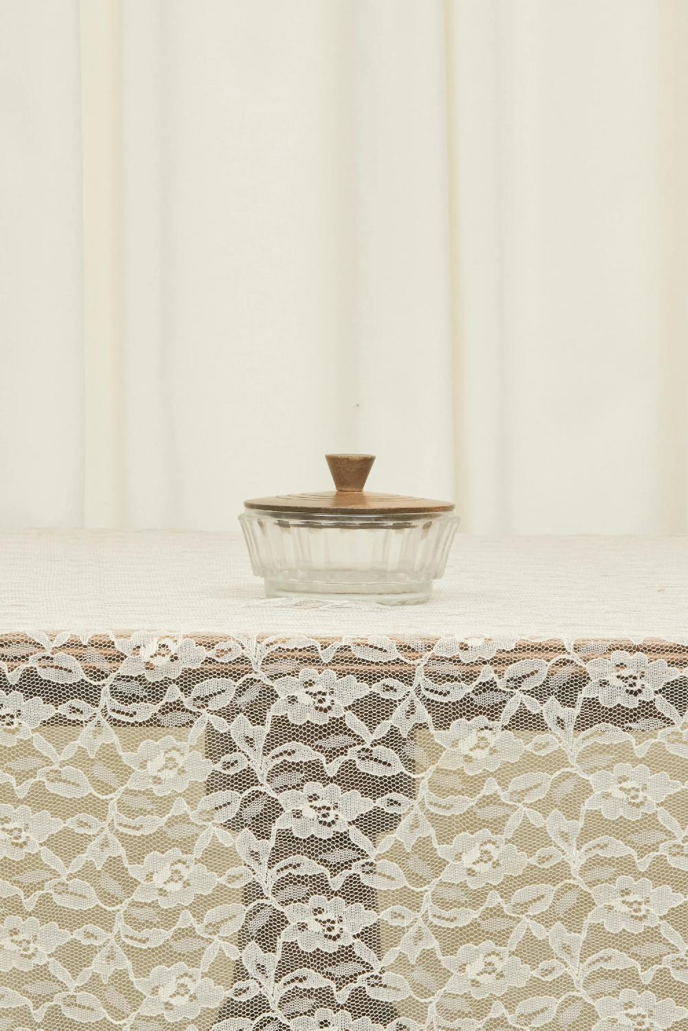 Tanner Fletcher Vintage Glass Dish With Wooden Lid