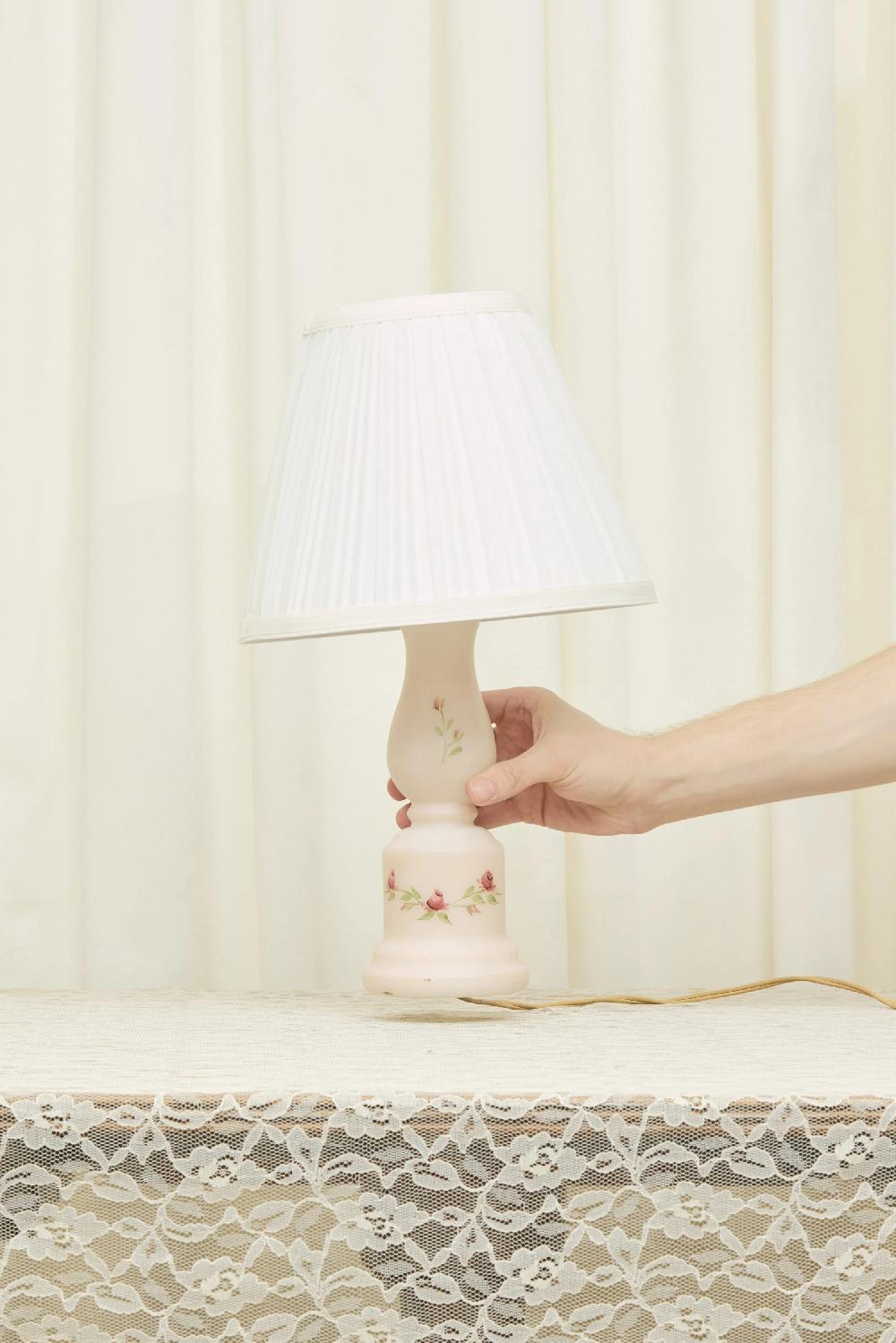 Tanner Fletcher Vintage Hand-Painted Rose Lamp