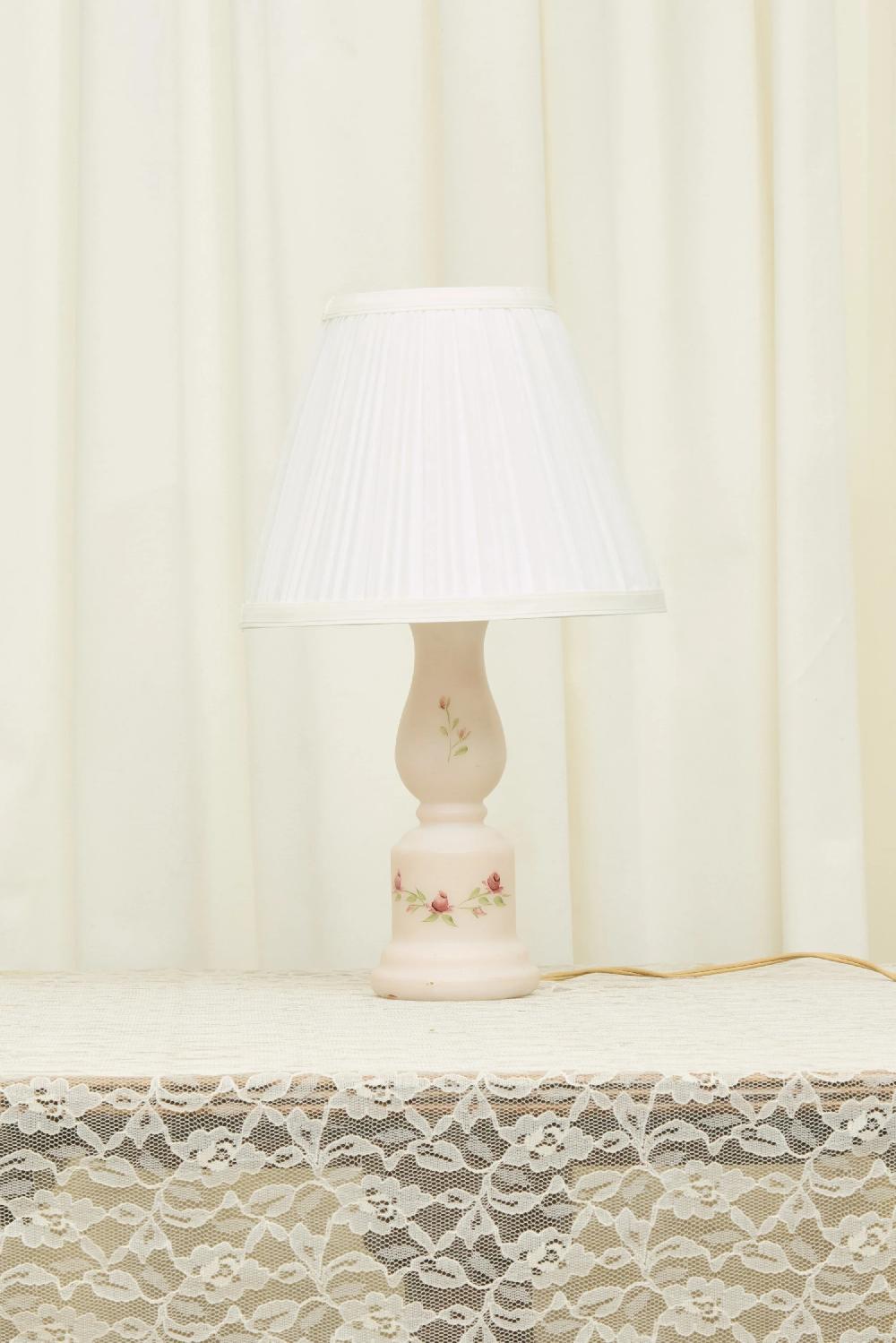 tanner fletcher Vintage Hand-Painted Rose Lamp