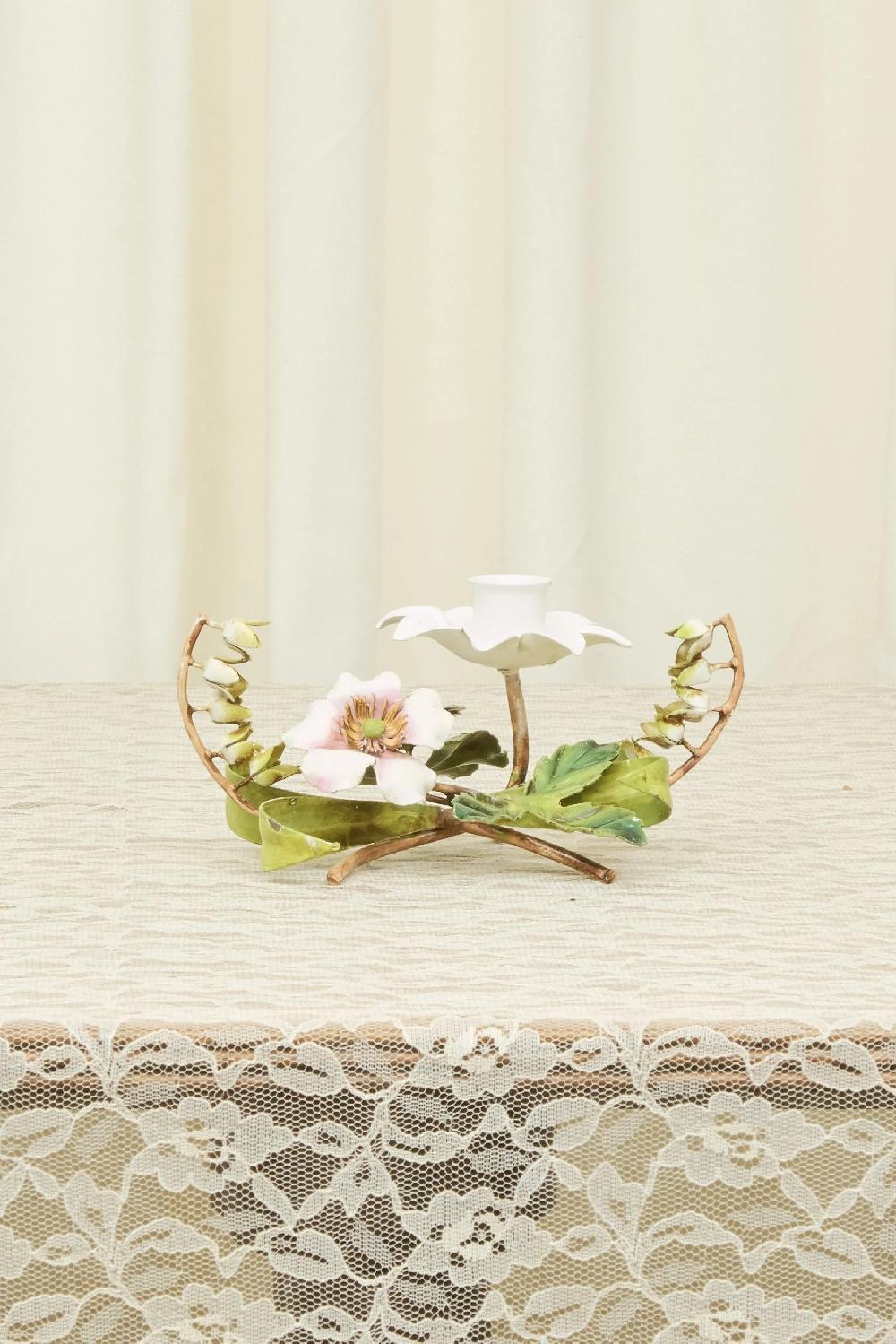 Tanner Fletcher Vintage Metal Flower Candle Holder