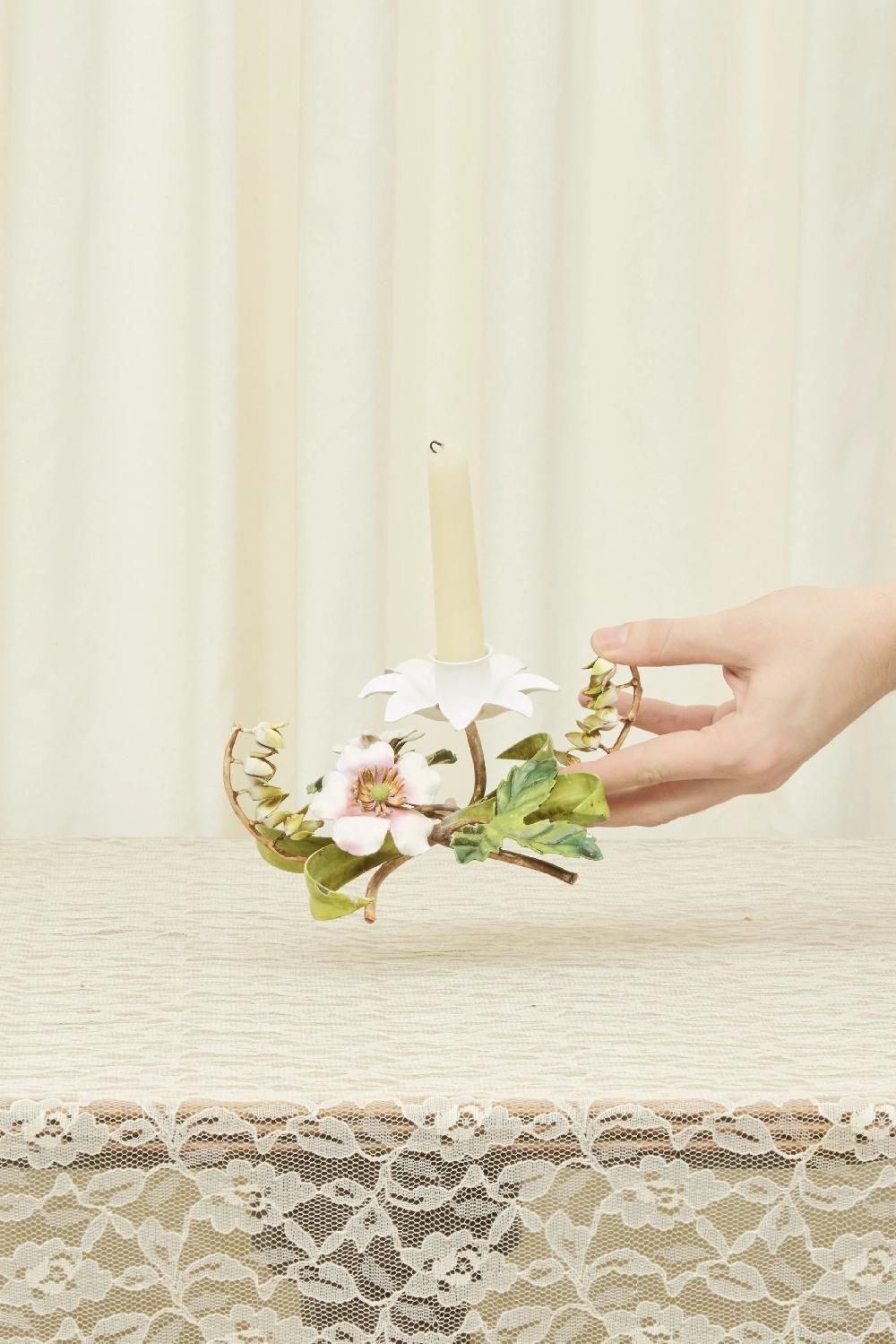 Tanner Fletcher Vintage Metal Flower Candle Holder