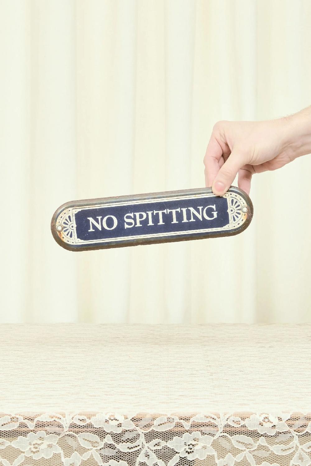 Tanner Fletcher Vintage Metal "No Spitting" Plaque