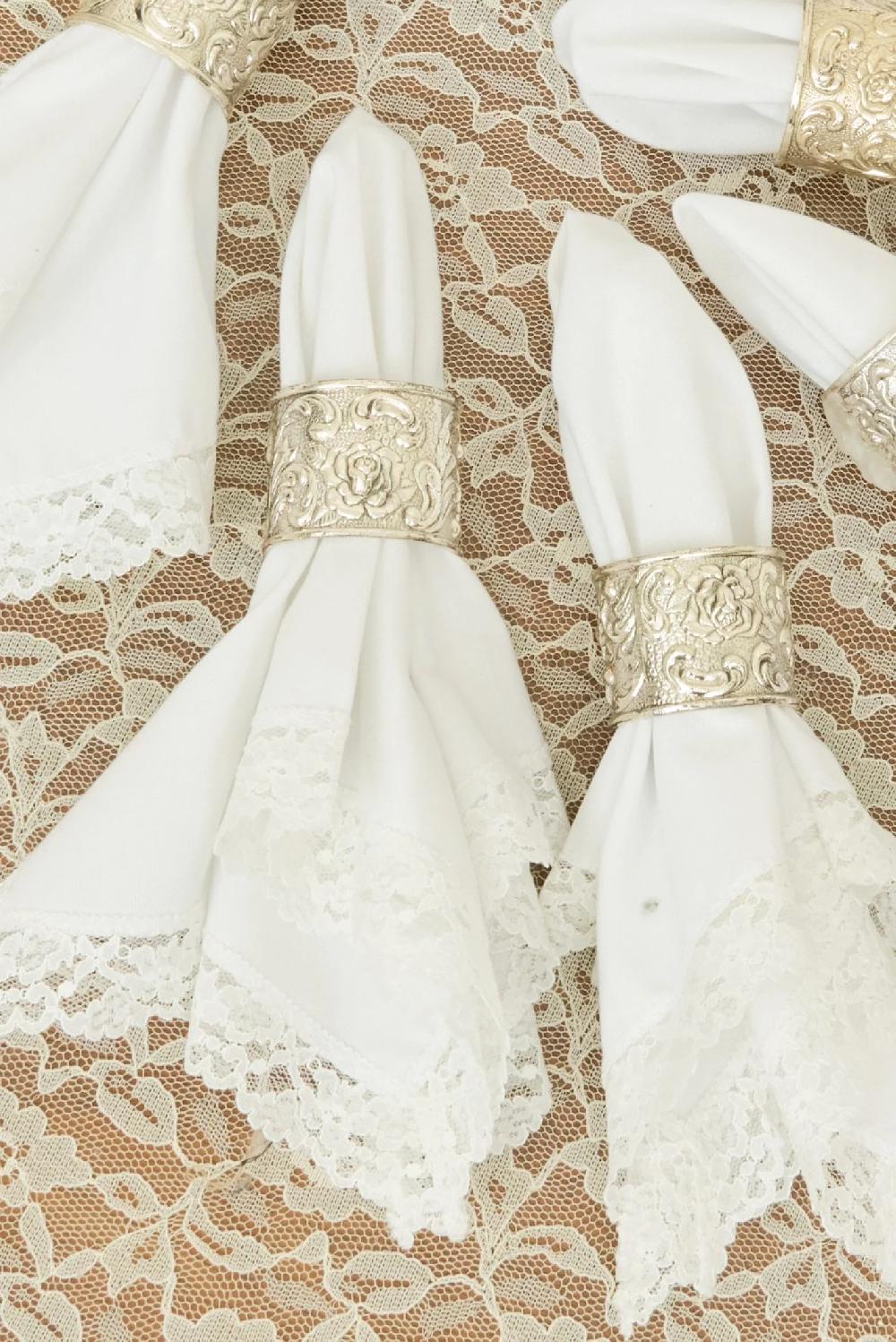 Tanner Fletcher Vintage Napkins & Silver Rings Set/6