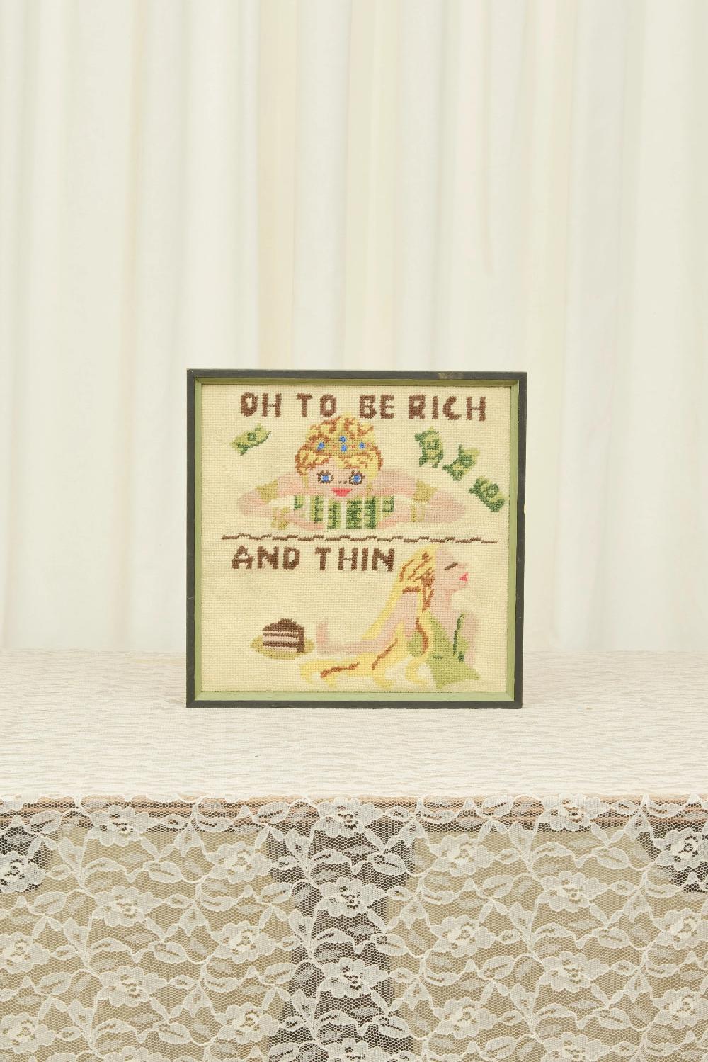 Tanner Fletcher Vintage "Rich And Thin" Needlepoint