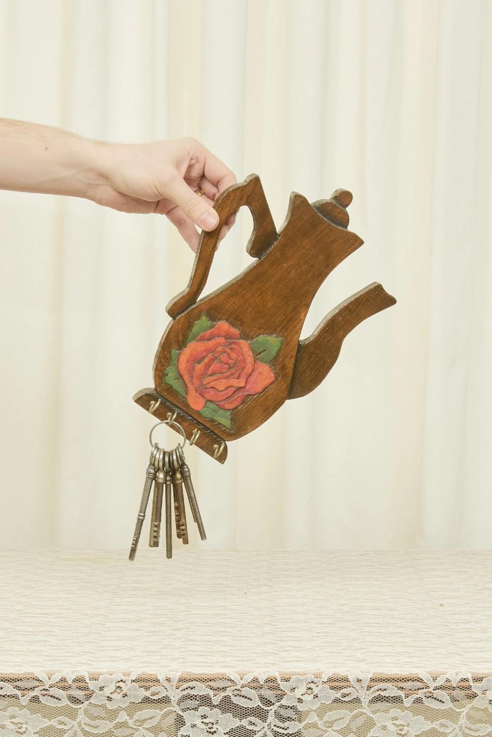 tanner fletcher Vintage Rose Teapot Wall Hook
