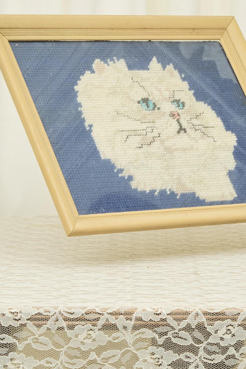 Tanner Fletcher Vintage Sassy Cat Needlepoint