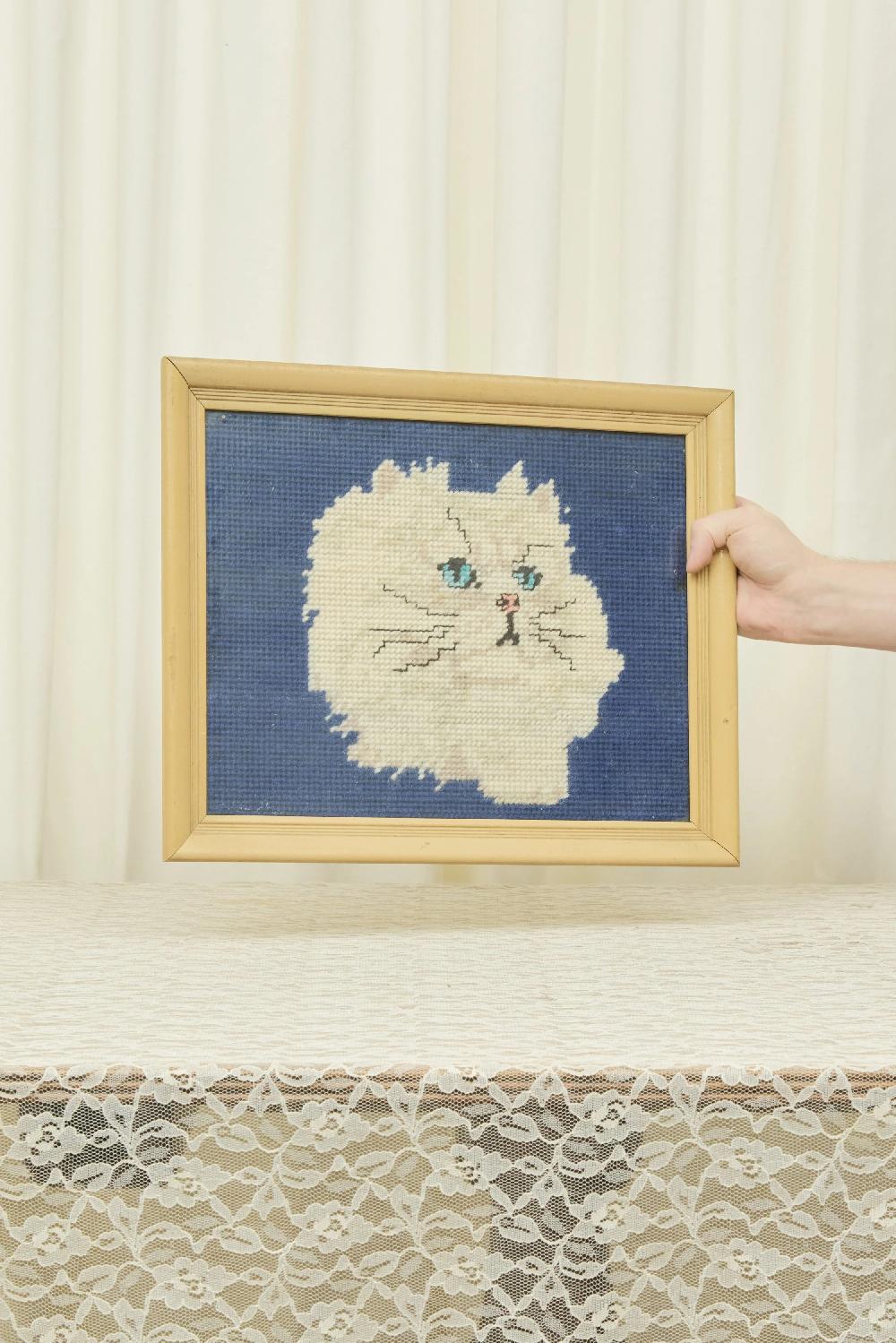 tanner fletcher Vintage Sassy Cat Needlepoint