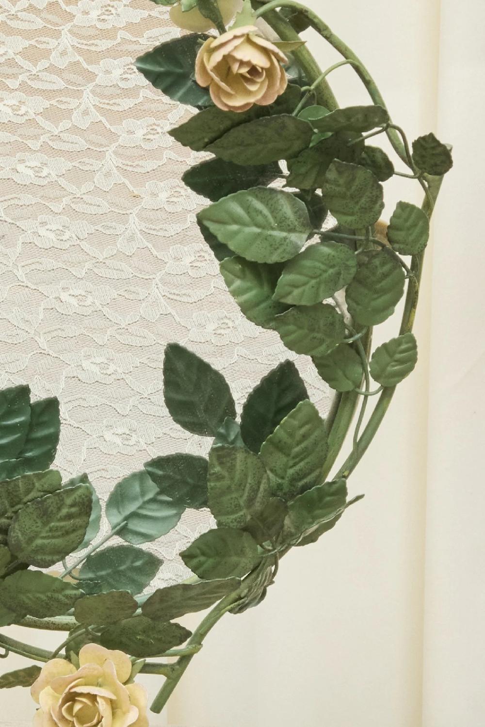 Tanner Fletcher Vintage Tole Metal Floral Mirror