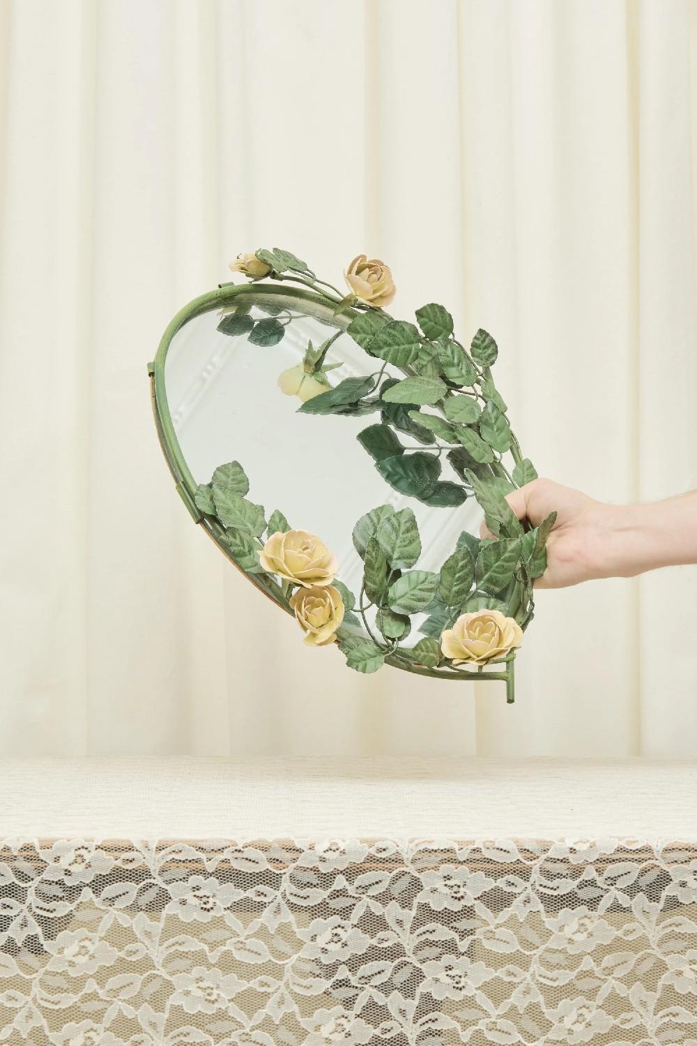Tanner Fletcher Vintage Tole Metal Floral Mirror