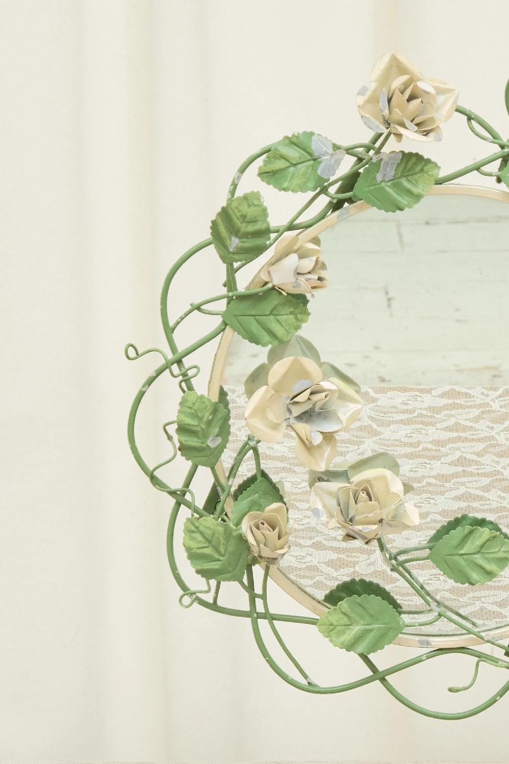 Tanner Fletcher Vintage Tole Metal Floral Mirror