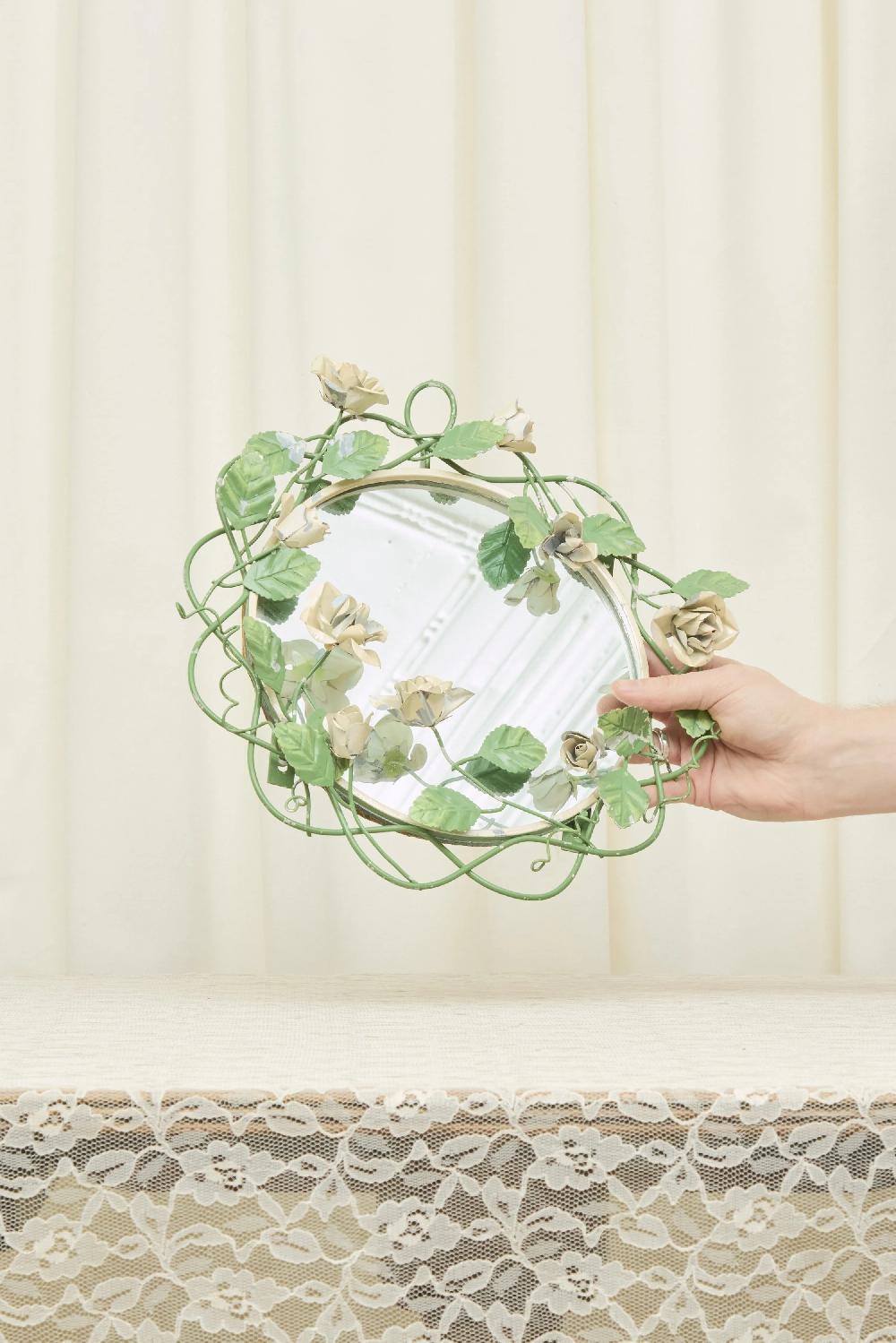 Tanner Fletcher Vintage Tole Metal Floral Mirror