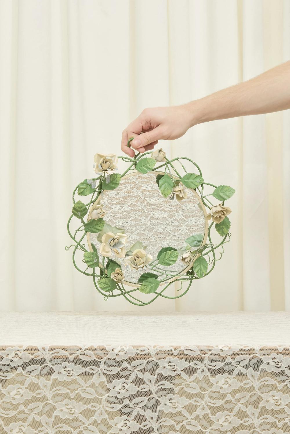 Tanner Fletcher Vintage Tole Metal Floral Mirror