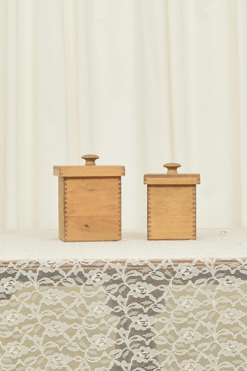 Tanner Fletcher Vintage Wooden Canisters - Set Of 2