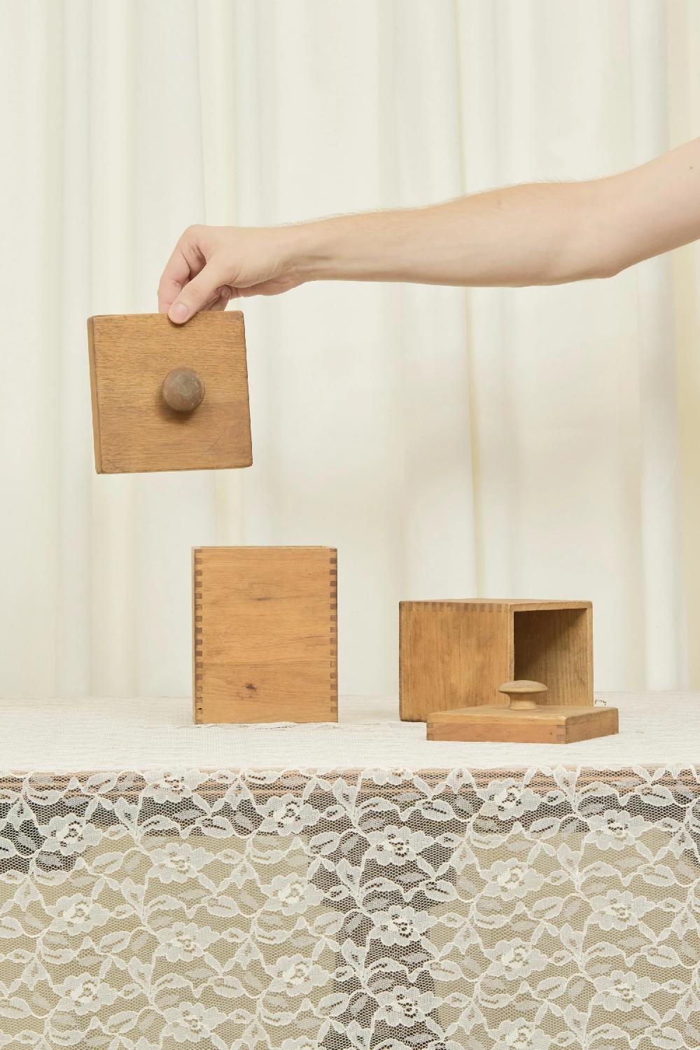 Tanner Fletcher Vintage Wooden Canisters - Set Of 2