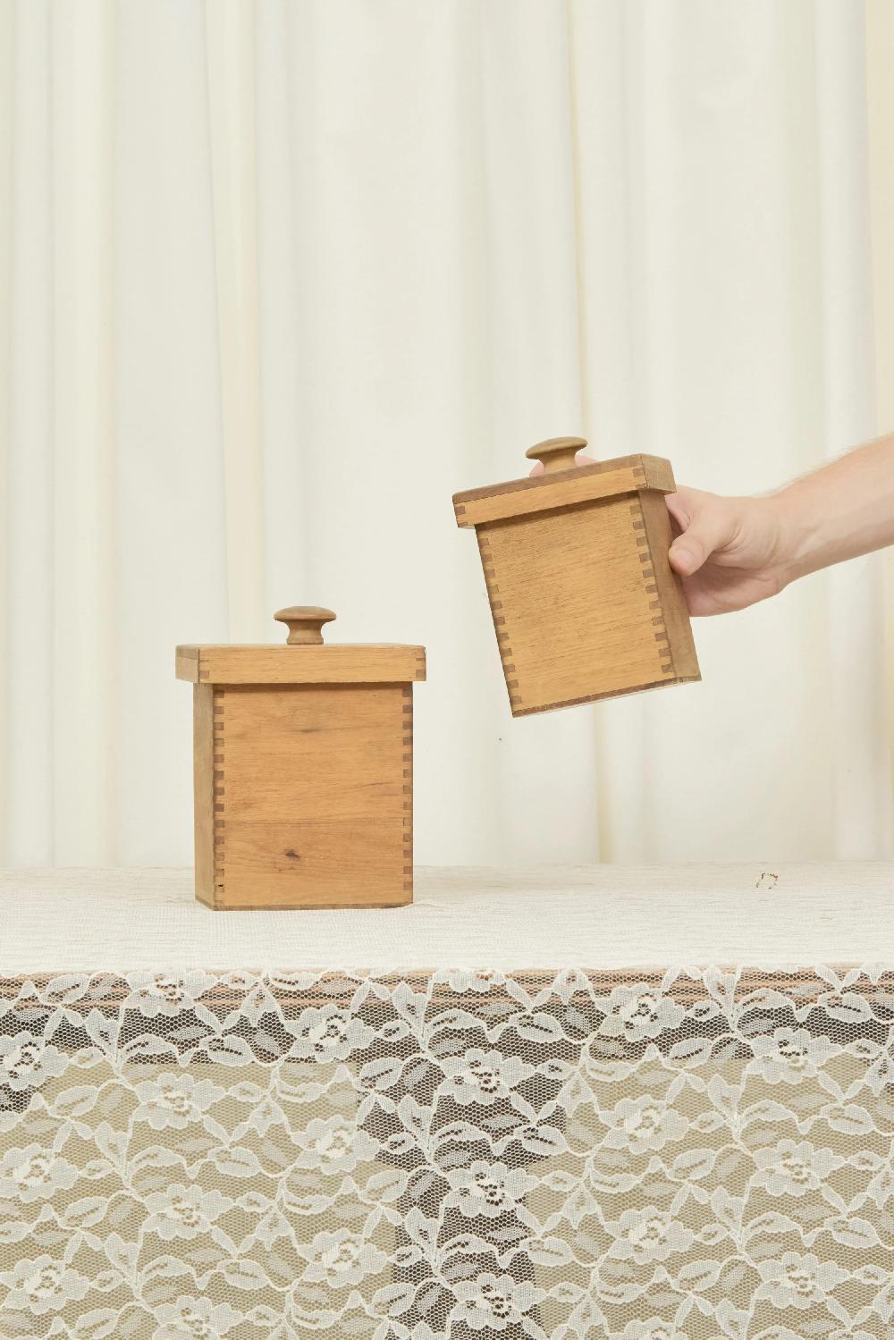 tanner fletcher Vintage Wooden Canisters - Set of 2