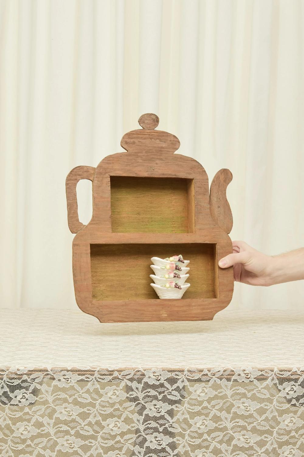 tanner fletcher Vintage Wooden Teapot Wall Shelf