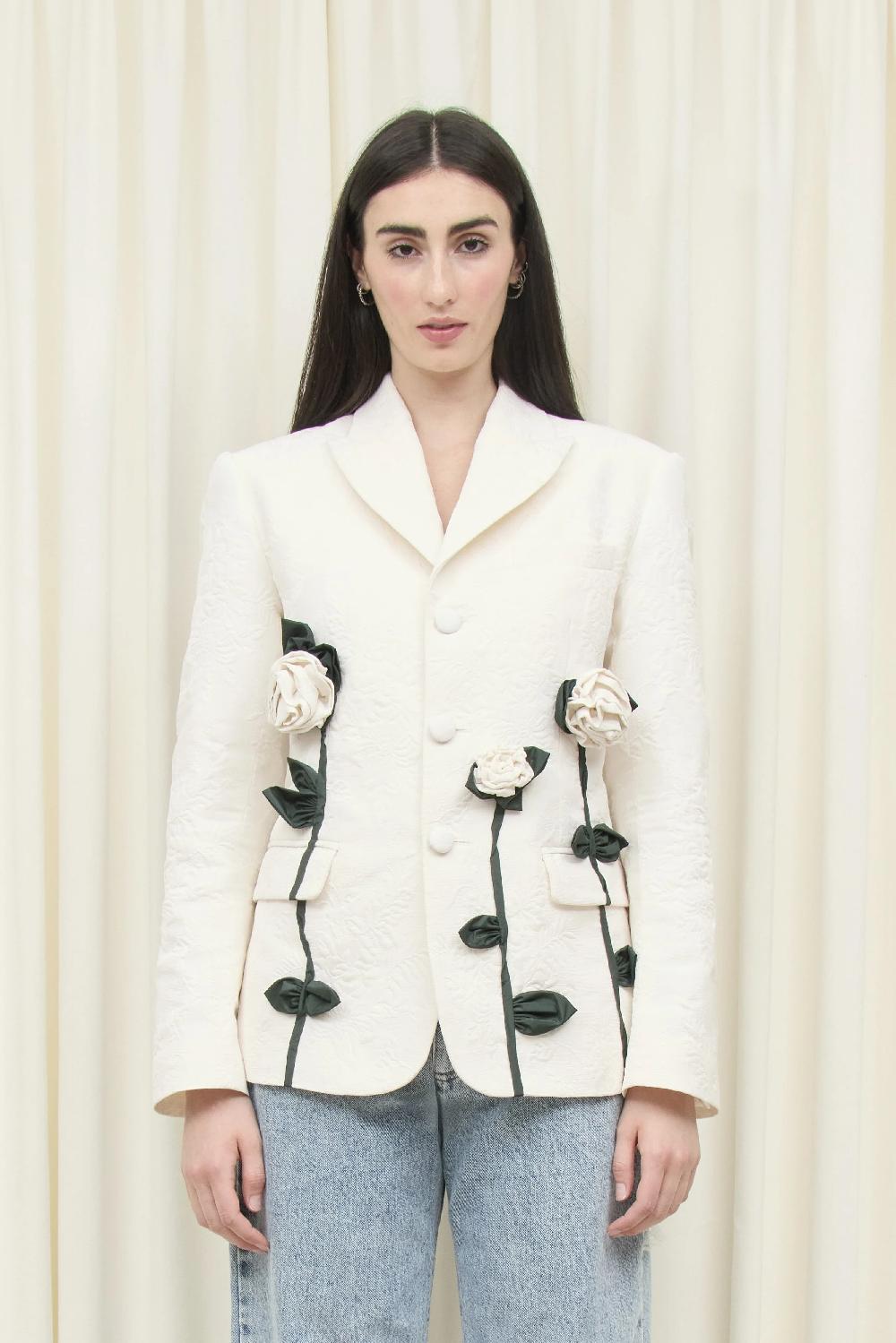 Tanner Fletcher Walt Brocade Blazer With Rosettes