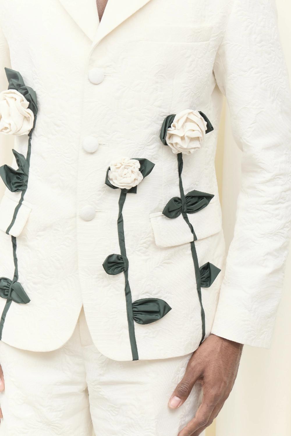 Tanner Fletcher Walt Brocade Blazer With Rosettes