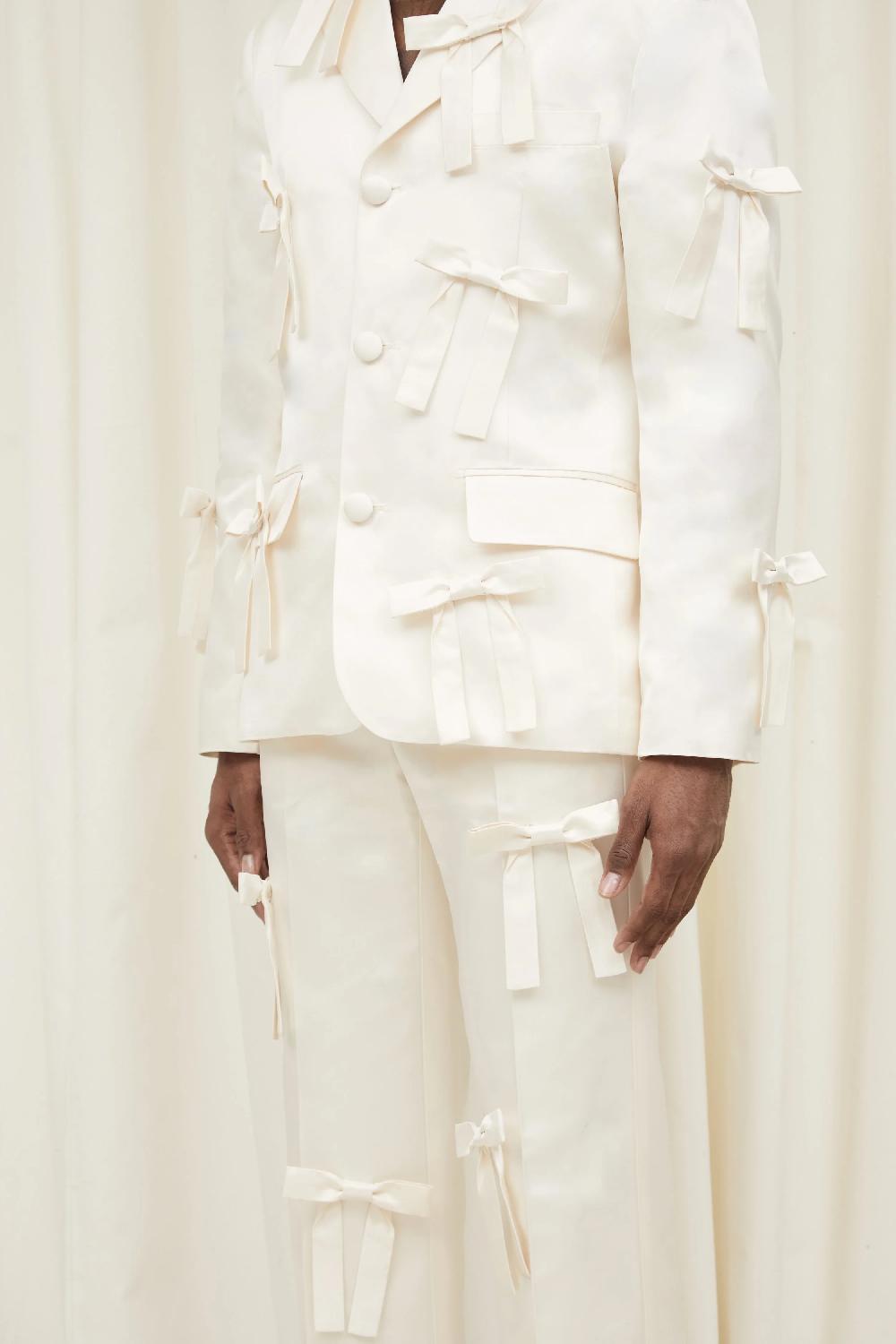 Tanner Fletcher Walt Silk Satin Bow Blazer