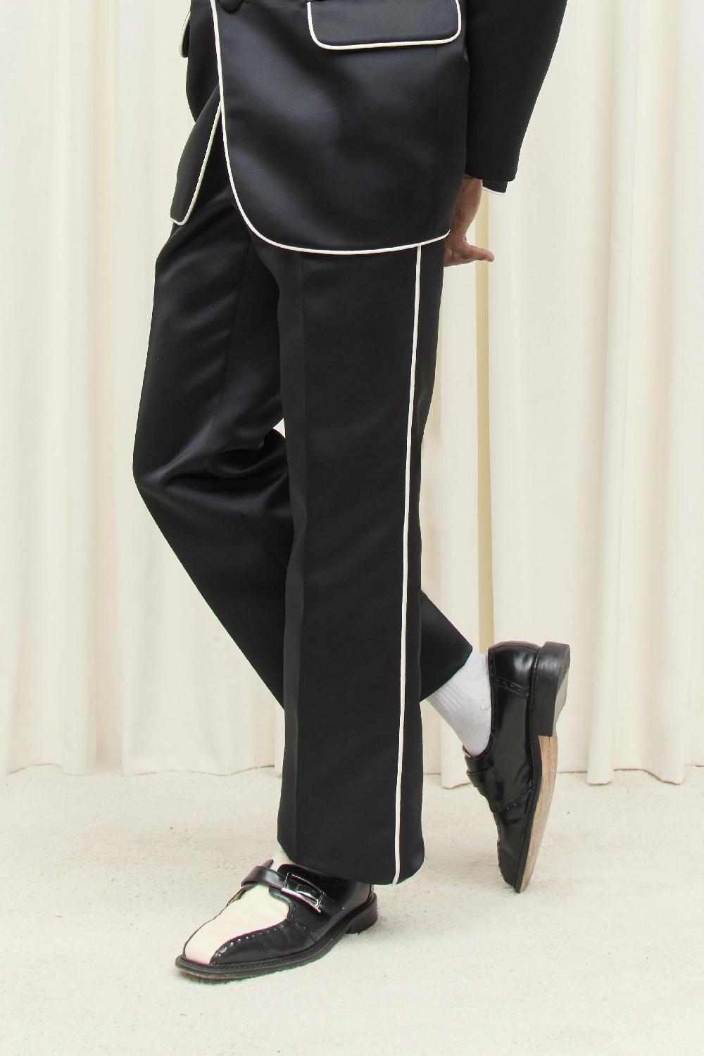 tanner fletcher Willie Piped Satin Trouser