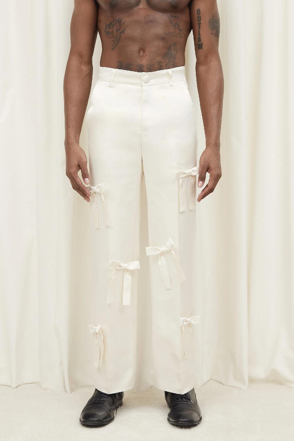 tanner fletcher Willie Silk Satin Bow Trouser