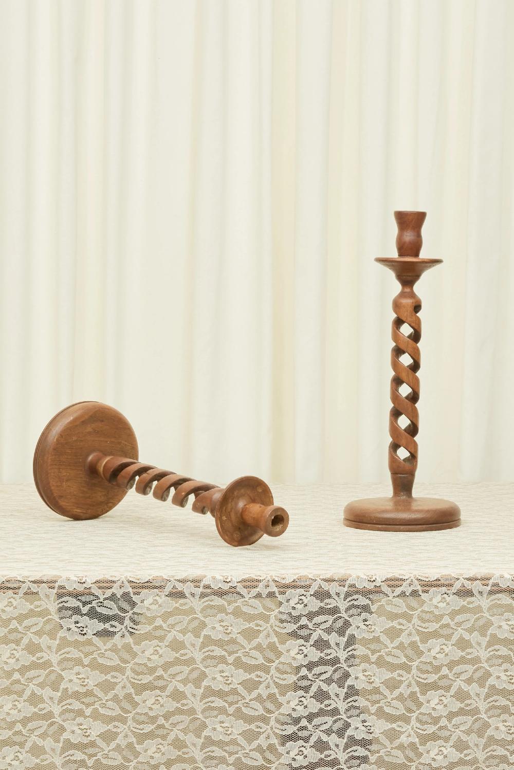 Tanner Fletcher Vintage Barley Twist Candle Holder Set/2