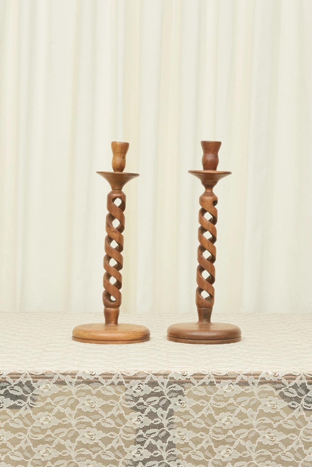 Tanner Fletcher Vintage Barley Twist Candle Holder Set/2