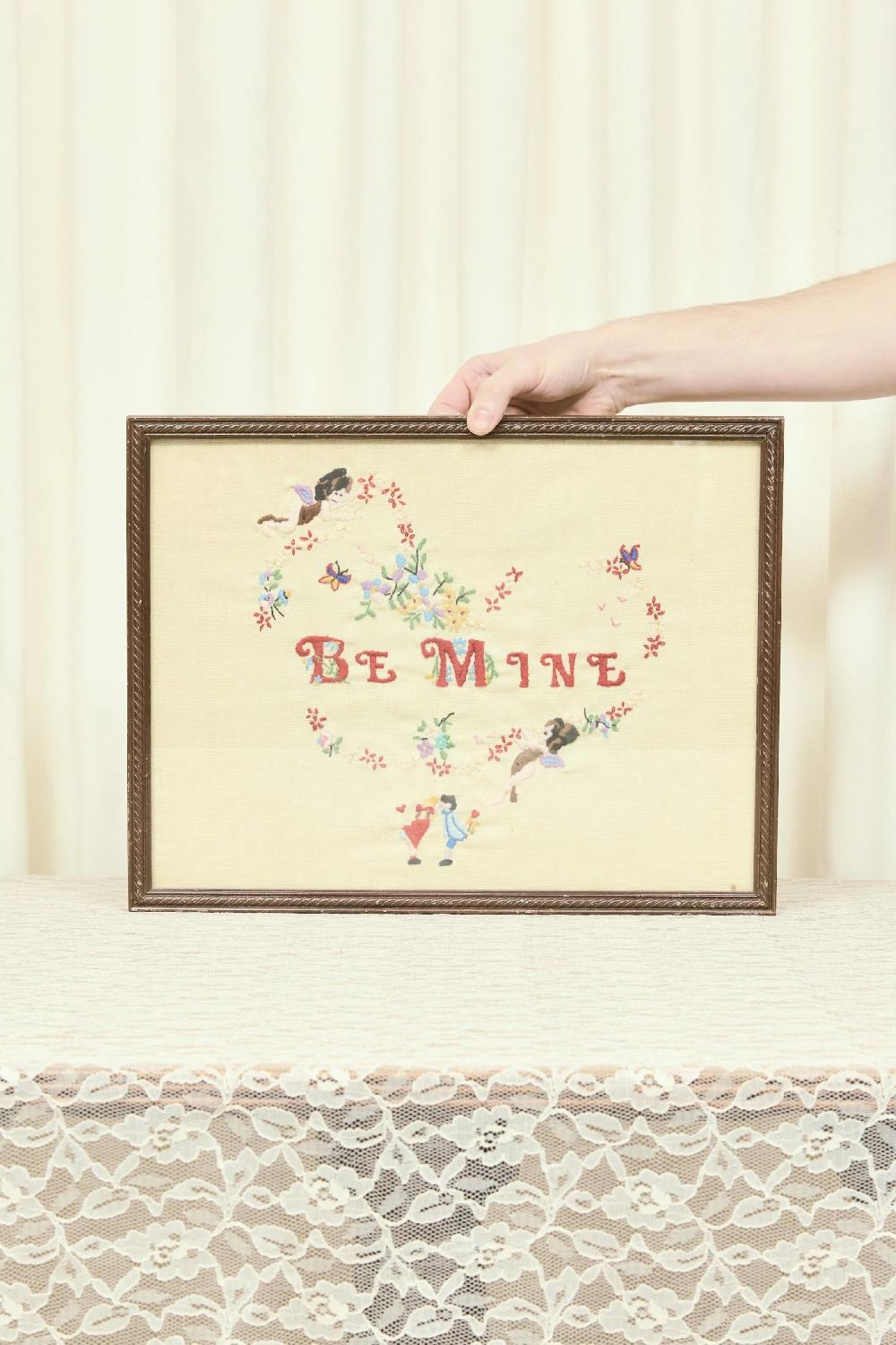 Tanner Fletcher Vintage "Be Mine" Framed Cross Stitch