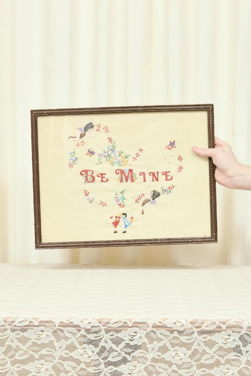 tanner fletcher Vintage "Be Mine" Framed Cross Stitch