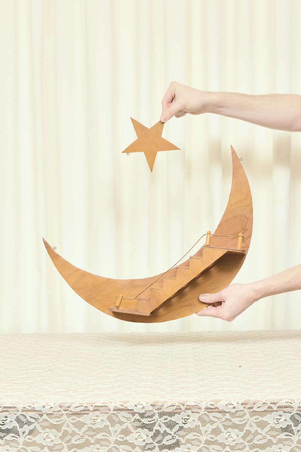 Tanner Fletcher Vintage Crescent Moon & Star Wall Shelf
