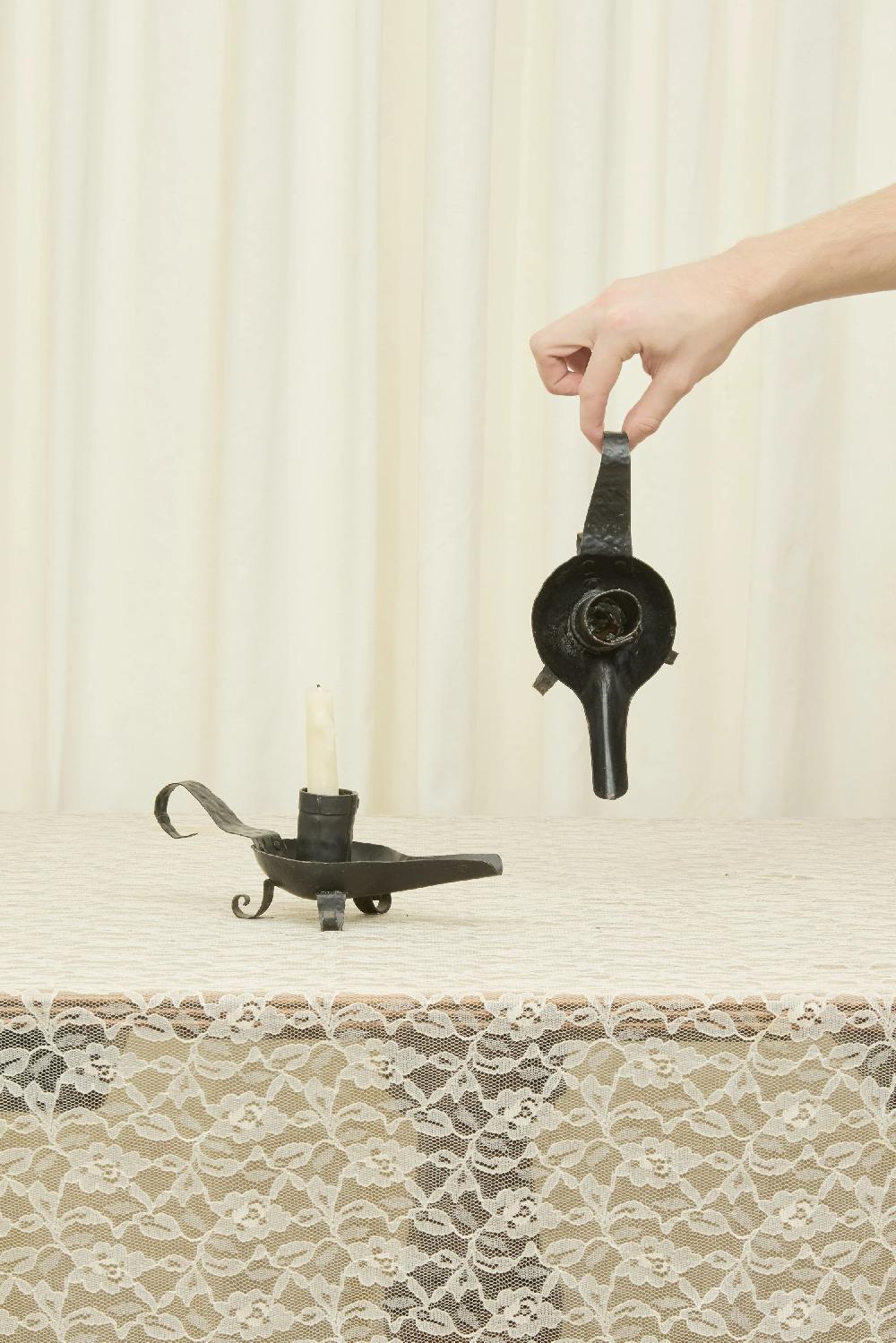 Tanner Fletcher Vintage Forged Iron Candle Holder Set/2