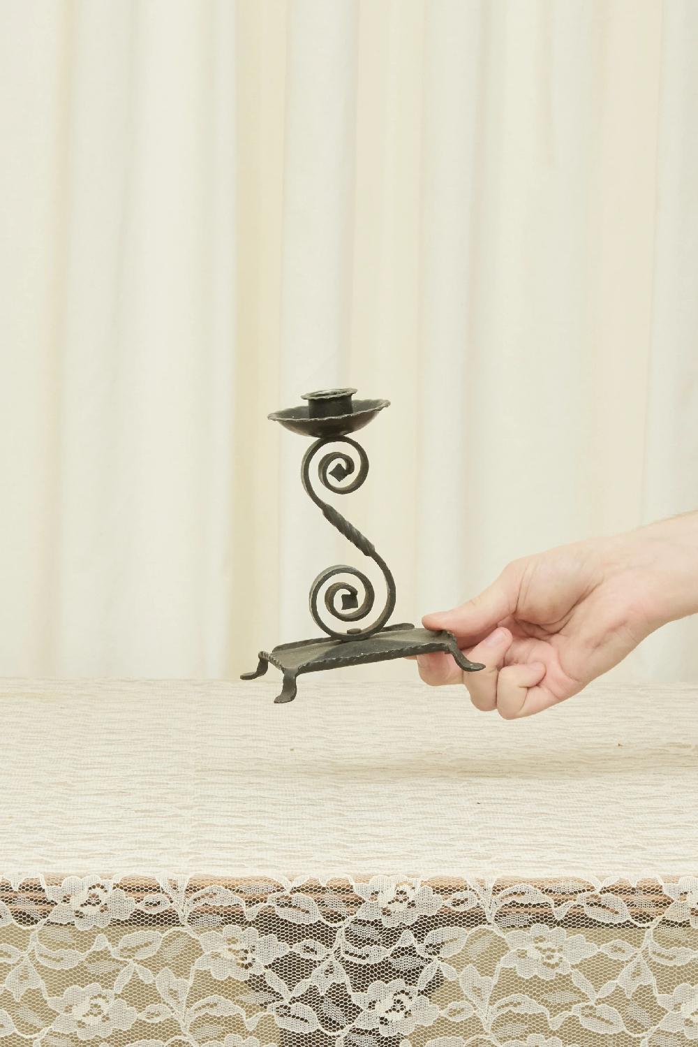 Tanner Fletcher Vintage Forged Scroll Candle Holder