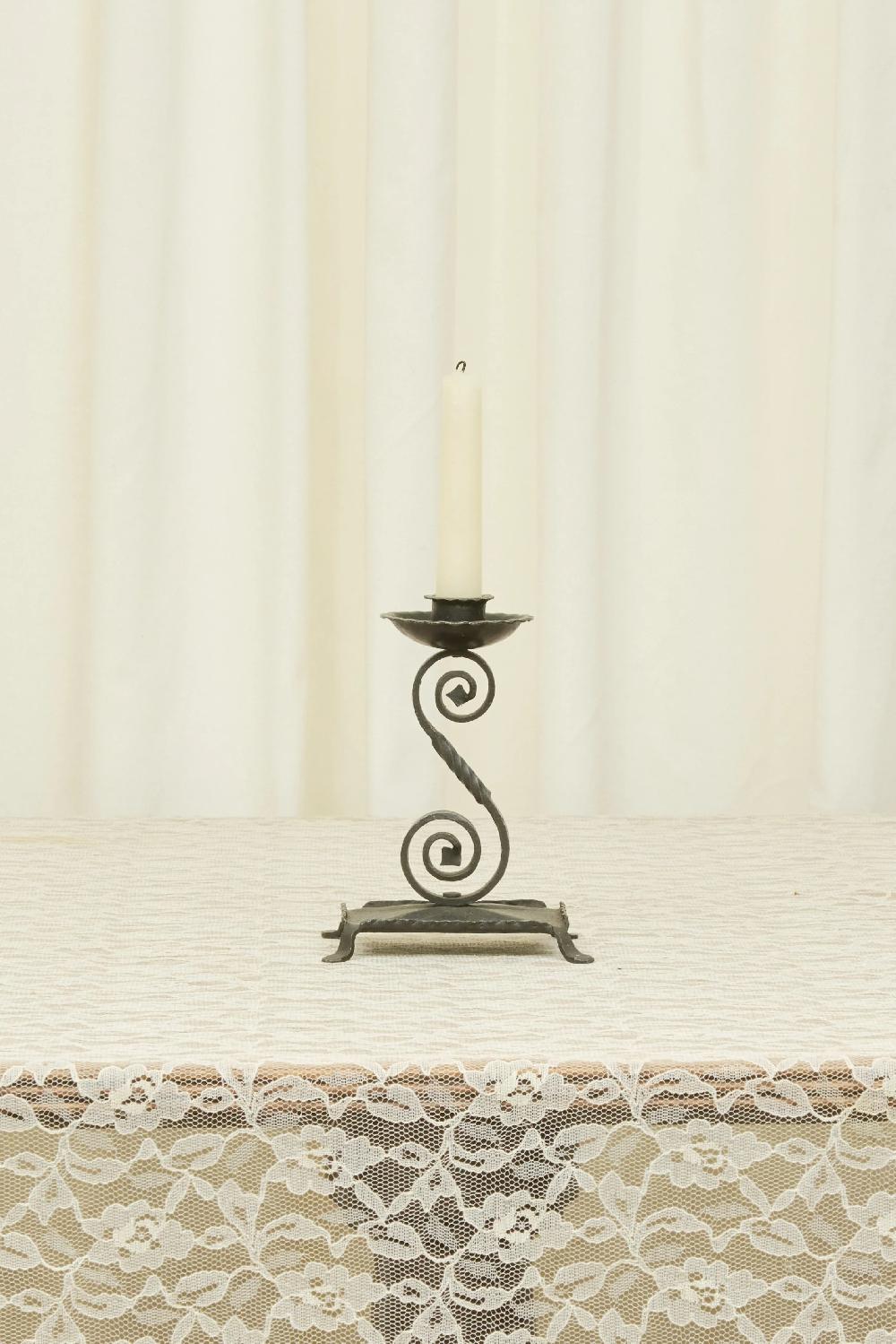 tanner fletcher Vintage Forged Scroll Candle Holder