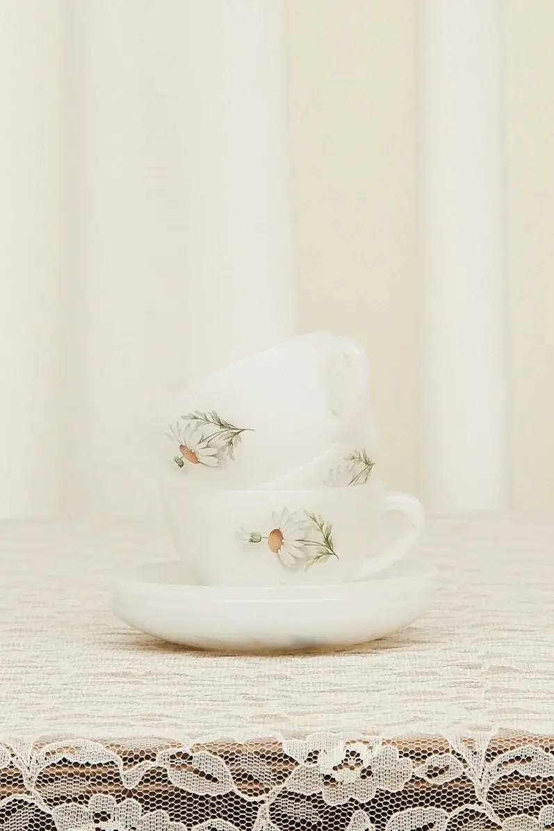 tanner fletcher Vintage French Daisy Teacup & Saucer Set