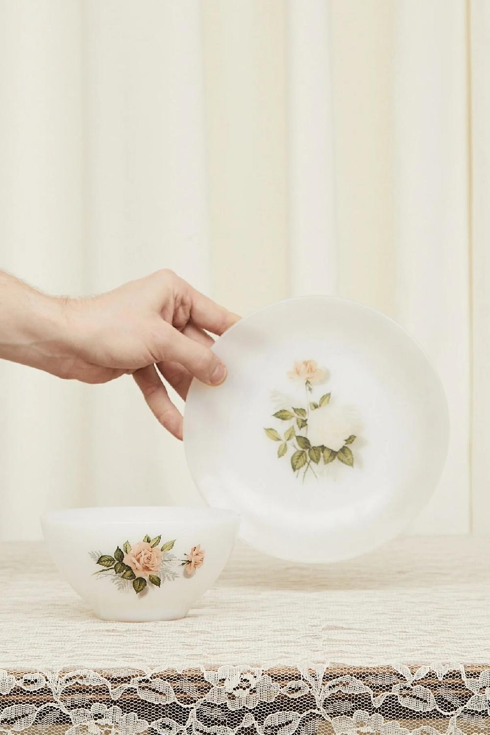 tanner fletcher Vintage French Rose Bowl and Plate Set