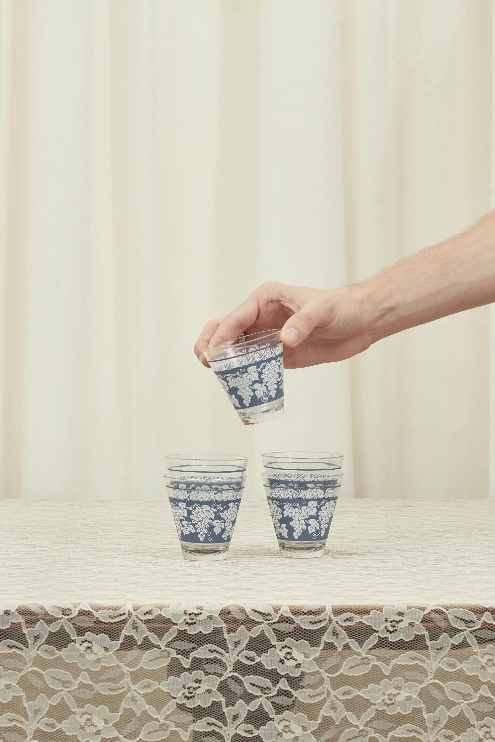 tanner fletcher Vintage Grapevine Mini Glasses - Set of 5