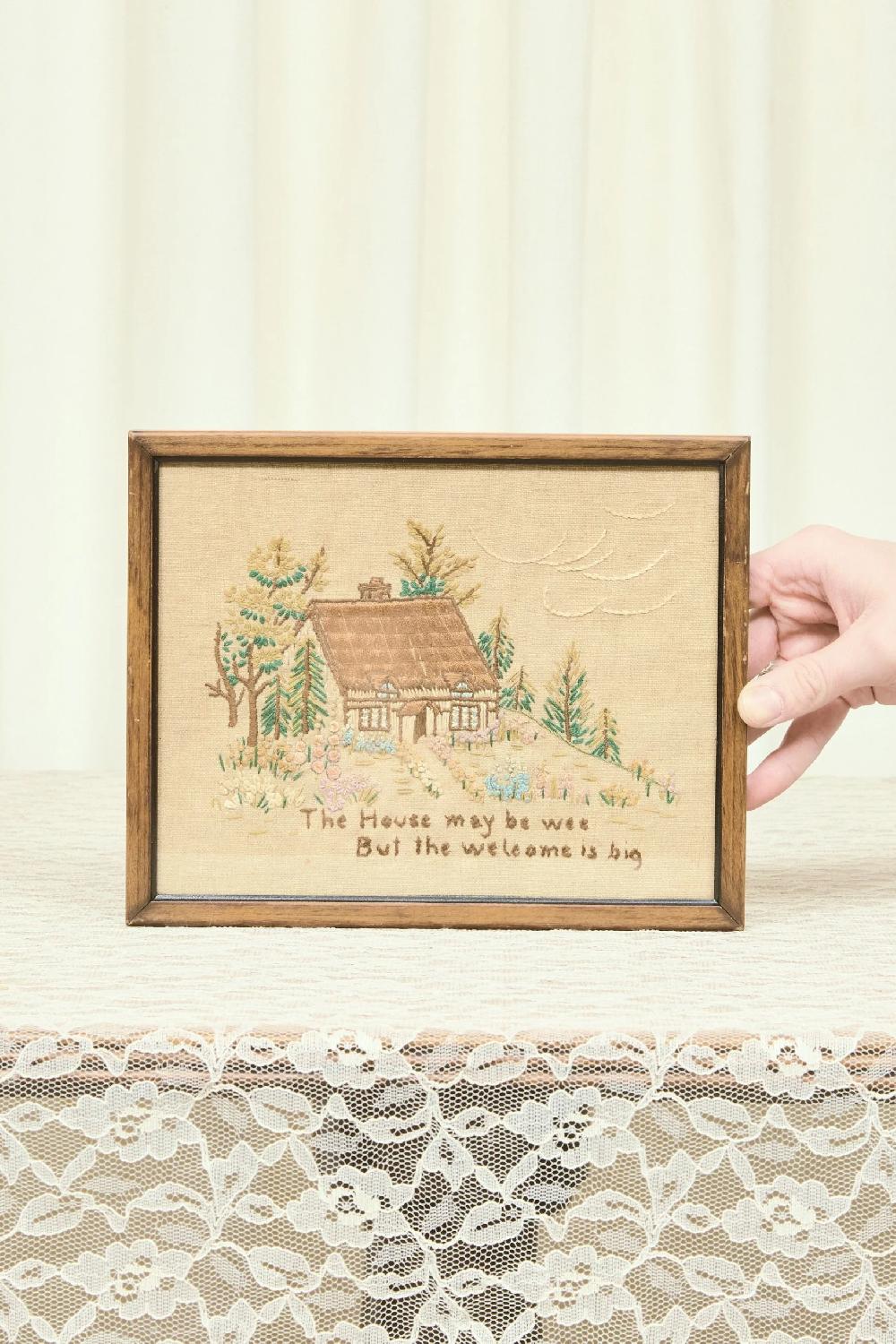 Tanner Fletcher Vintage “Home Is Wee Welcome Is Big” Embroidered Art (1935)